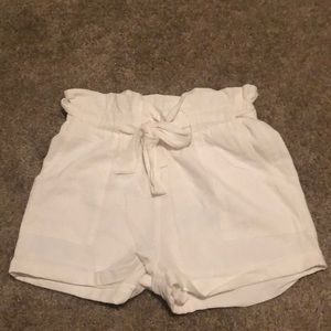 White linen shorts